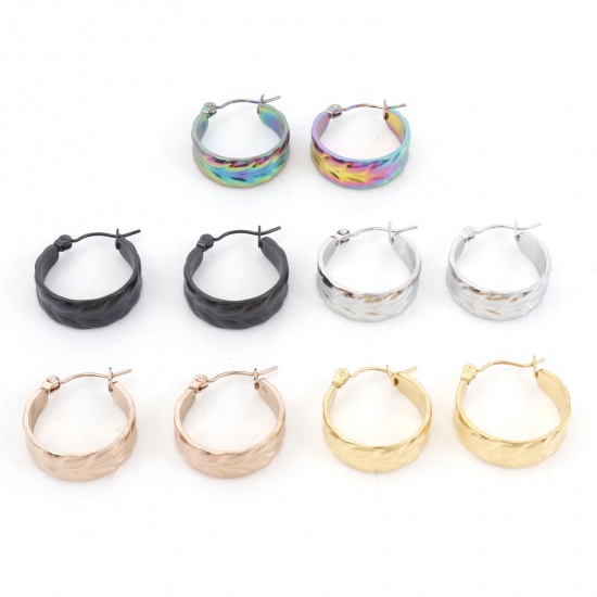Picture of 316 Stainless Steel Stylish Hoop Earrings Multicolor Ear Of Wheat Circle Ring 21mm Dia.