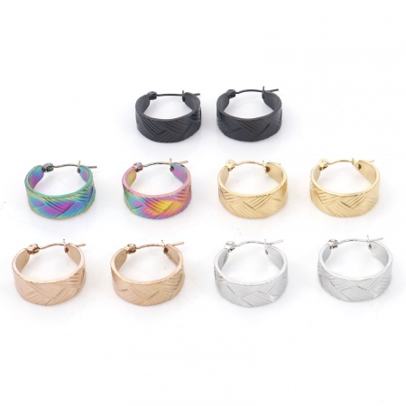 316 Stainless Steel Stylish Hoop Earrings Multicolor Circle Ring Stripe 21mm x 20mm
