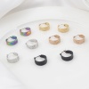 Picture of 316 Stainless Steel Stylish Hoop Earrings Multicolor Circle Ring Stripe 21mm x 20mm