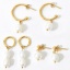 Imagen de Respetuoso del Medio Ambiente Elegante Barroco 14K Oro Real Chapado Acero Inoxidable 304 & Perla Natural. Pendientes Para Mujeres Aniversario 1 Par