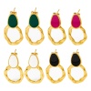 Image de Respectueux de la Nature À la Mode Boucles d'Oreilles Rétro en 304 Acier Inoxydable Irrégulier Anneau Plaqué Or Véritable 14K Émail Pour Femmes 1 Paire
