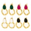 Immagine di Ecologico Elegante Retrò 14k Vero Oro Placcato 304 Acciaio Inossidabile Irregolare Anello Smalto Orecchino Per Donne 1 Paio