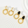 Image de Respectueux de la Nature À la Mode Boucles d'Oreilles Rétro en 304 Acier Inoxydable Irrégulier Anneau Plaqué Or Véritable 14K Émail Pour Femmes 1 Paire