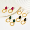 Image de Respectueux de la Nature À la Mode Boucles d'Oreilles Rétro en 304 Acier Inoxydable Irrégulier Anneau Plaqué Or Véritable 14K Émail Pour Femmes 1 Paire