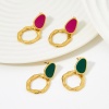 Image de Respectueux de la Nature À la Mode Boucles d'Oreilles Rétro en 304 Acier Inoxydable Irrégulier Anneau Plaqué Or Véritable 14K Émail Pour Femmes 1 Paire