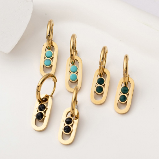 Picture of Eco-friendly Bohemia Boho Stylish 14K Real Gold Plated 304 Stainless Steel & Stone Pea Earrings For Women