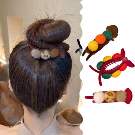 Acrilato Carino Fermaglio per Capelli Multicolore Palla Floccaggio 1 Pz