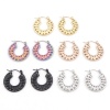 Picture of 316 Stainless Steel Hoop Earrings Circle Ring Flower Leaves 23mm x 22mm