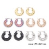 Picture of 316 Stainless Steel Hoop Earrings Circle Ring Flower Leaves 23mm x 22mm