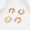 Picture of 316 Stainless Steel Hoop Earrings Circle Ring Flower Leaves 23mm x 22mm