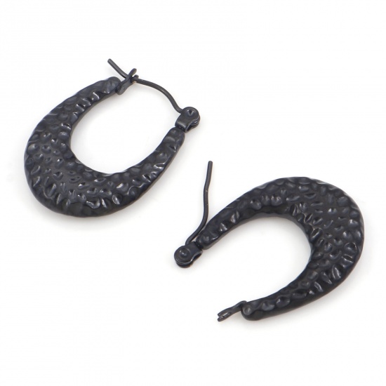 Imagen de 316 Acero Inoxidable Pendientes Círculos En forma de U Realce 24.5mm x 18mm, Post/ Wire Size: (21 gauge), 1 Par