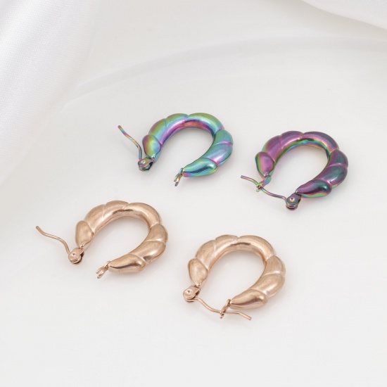 Image de Boucles d'Oreilles Créole Anneaux en 316 Acier Inoxydable Forme de U 21mm x 20mm , Epaisseur de Fil: (21 gauge), 1 Paire