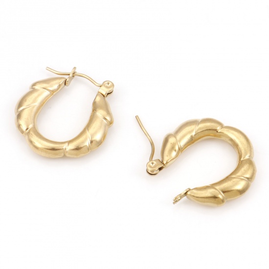 Image de Boucles d'Oreilles Créole Anneaux en 316 Acier Inoxydable Forme de U 21mm x 20mm , Epaisseur de Fil: (21 gauge), 1 Paire