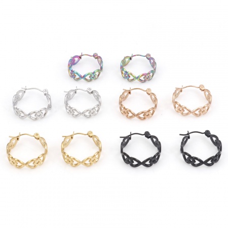 316 Acero Inoxidable Pendientes Círculos Anillo Corazón 21mm x 20mm, Post/ Wire Size: (21 gauge), 1 Par