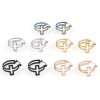 Picture of 316 Stainless Steel Hoop Earrings Circle Ring Cross Hollow 23mm x 20mm