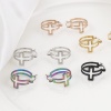 Picture of 316 Stainless Steel Hoop Earrings Circle Ring Cross Hollow 23mm x 20mm