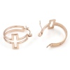 Picture of 316 Stainless Steel Hoop Earrings Circle Ring Cross Hollow 23mm x 20mm