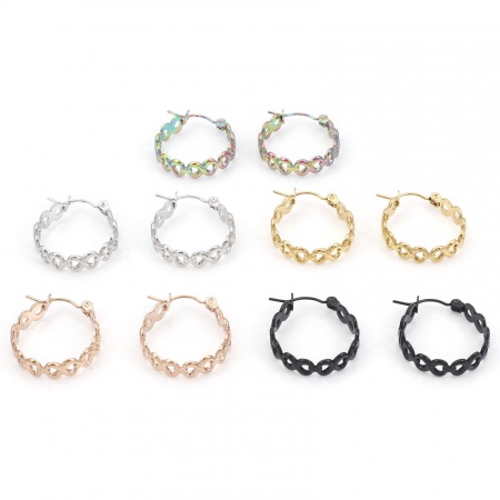 316 Edelstahl Ohrreifen Ring Symbol von Unendlich Hohl 22mm x 21mm, Drahtstärke: (21 gauge), 1 Paar