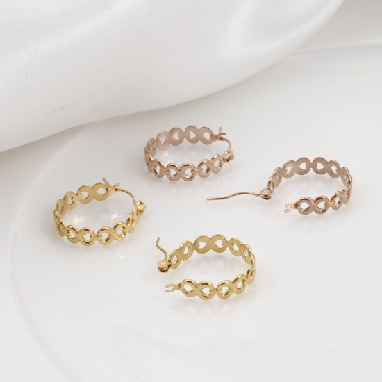 Image de Boucles d'Oreilles Créole Anneaux en 316 Acier Inoxydable Annulaire Symbole"Infini" Creux 22mm x 21mm , Epaisseur de Fil: (21 gauge), 1 Paire