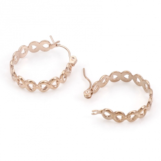 Image de Boucles d'Oreilles Créole Anneaux en 316 Acier Inoxydable Annulaire Symbole"Infini" Creux 22mm x 21mm , Epaisseur de Fil: (21 gauge), 1 Paire