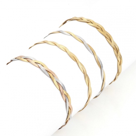 304 Stainless Steel Snake Chain Bracelets Braided 18.5cm(7 2/8") long