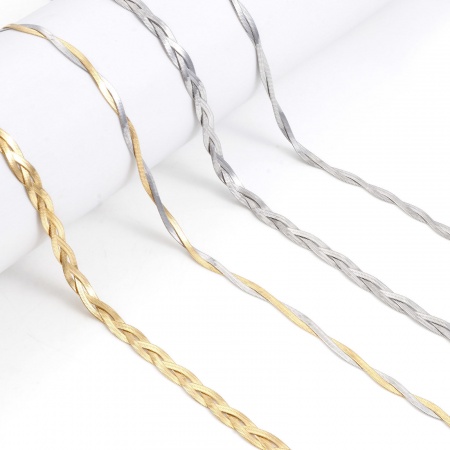 304 Acero Inoxidable Cadena Serpiente Collares Trenzado 45cm longitud, 1 Unidad