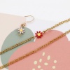 Picture of 10 PCs Vacuum Plating 304 Stainless Steel Connectors Charms Pendants Gold Plated Daisy Flower Enamel 13mm x 7.5mm