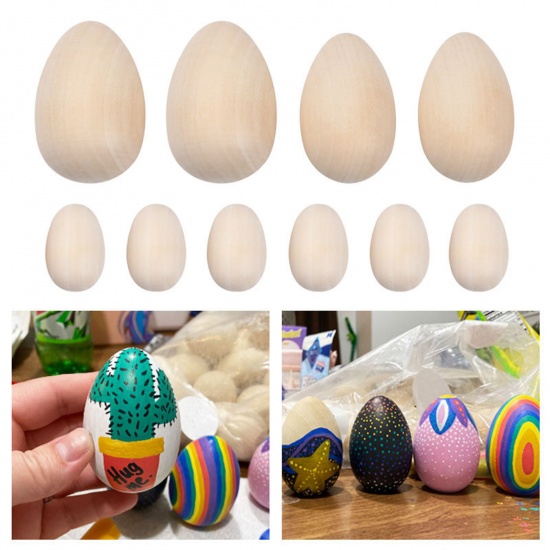 Picture of Natural Schima Superba Wood Easter Day DIY Handmade Craft Materials Accessories Original Color Egg