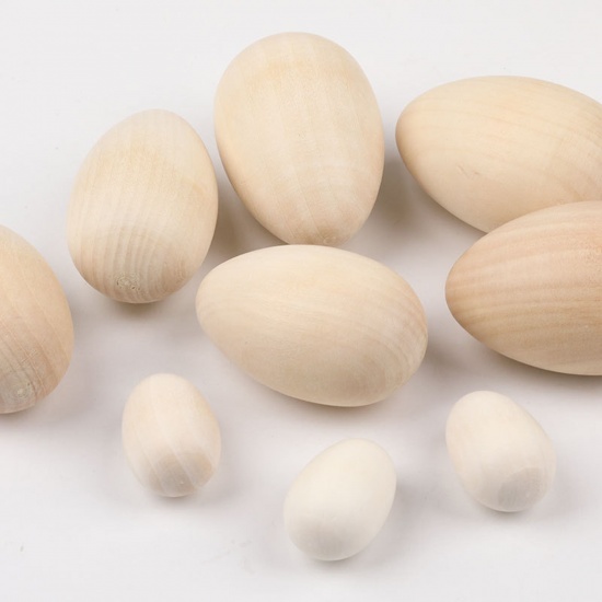 Picture of Natural Schima Superba Wood Easter Day DIY Handmade Craft Materials Accessories Original Color Egg