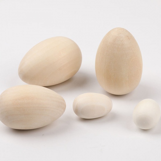 Picture of Natural Schima Superba Wood Easter Day DIY Handmade Craft Materials Accessories Original Color Egg