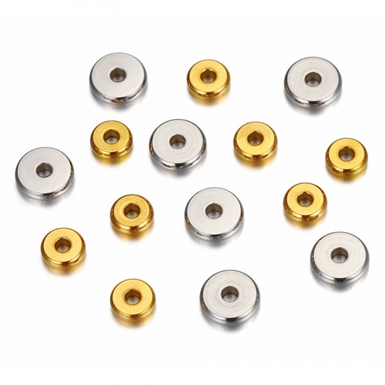 Picture of 304 Stainless Steel Spacer Beads Flat Round 50 PCs