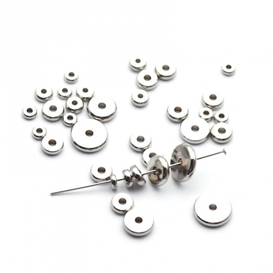 Picture of 304 Stainless Steel Spacer Beads Flat Round 50 PCs