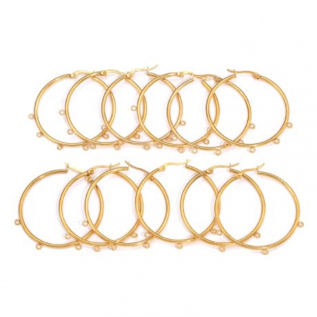 304 Stainless Steel Hoop Earrings Round Multicolor With Loop 4.7cm x 4cm