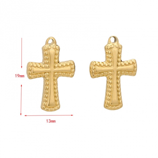 Image de Breloques en 304 Acier Inoxydable Croix Gaufrage 19mm x 13mm , 1 Pièce
