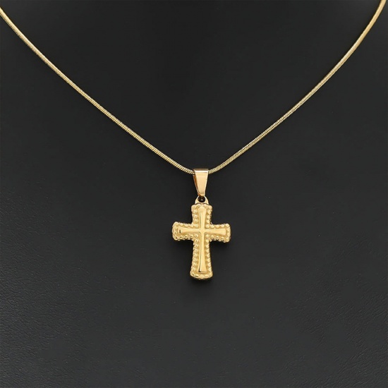 Image de Breloques en 304 Acier Inoxydable Croix Gaufrage 19mm x 13mm , 1 Pièce