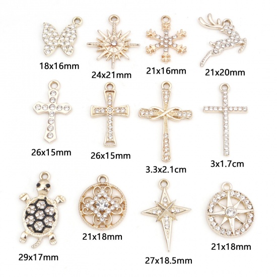 Picture of Zinc Based Alloy Micro Pave Charms Gold Plated Clear Rhinestone