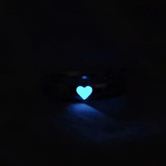 Picture of Stylish Open Rings Silver Tone Glow In The Dark Luminous Heart