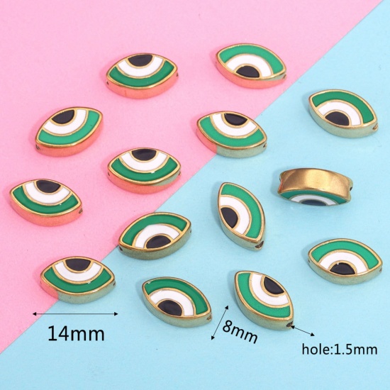 Imagen de 304 Acero Inoxidable Cuentas Pez Multicolor Mal de ojo Esmalte 1 Unidad