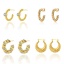 Immagine di Ecologico Retrò Elegante 14k Vero Oro Placcato 304 Acciaio Inossidabile orecchino cerchio Per Donne 1 Paio