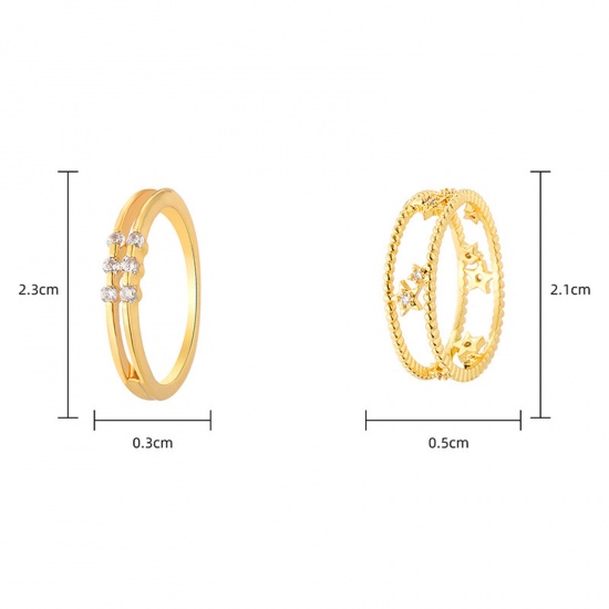 Picture of Eco-friendly Retro Stylish 18K Real Gold Plated Copper & Cubic Zirconia Unadjustable Rings For Women