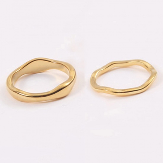 Picture of Eco-friendly Minimalist Stylish 18K Real Gold Plated 304 Stainless Steel Unadjustable Irregular Rings Unisex