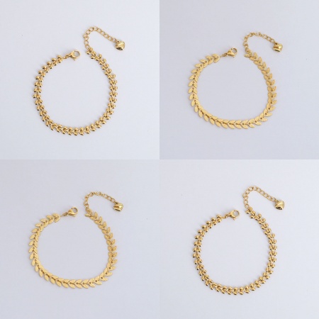 Eco-friendly Simple & Casual Stylish 18K Real Gold Plated 304 Stainless Steel Textured Chain Bracelets For Women