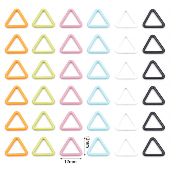 Picture of Zinc Based Alloy Knitting Stitch Markers Triangle Multicolor Painted 13mm x 12mm