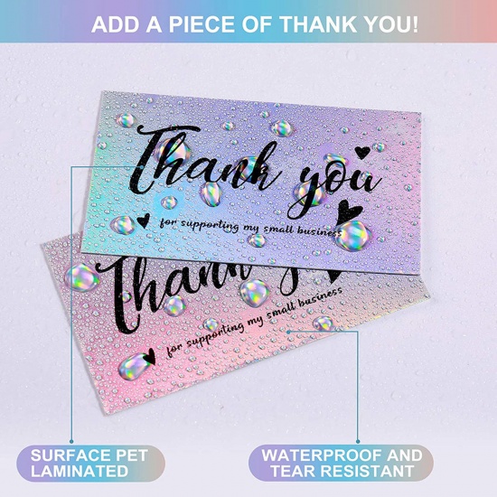 Immagine di Carta Imballaggio per Gioielli Regalo Fiore Rettangolo Multicolore " THANK YOU " 9cm x 5cm 1 Pacchetto (Circa 50 pz/Pacchetto)