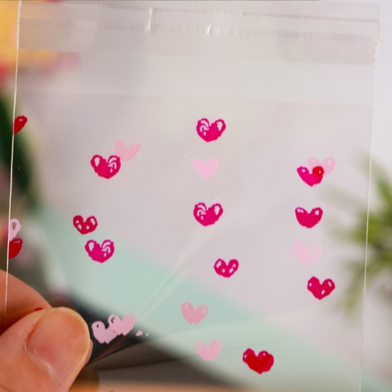 Picture of PP Self Seal Self Adhesive Bags Heart Transparent (Usable Space: 7x7cm) 10cm x 7cm