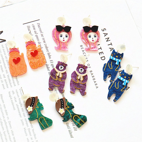 Picture of Acrylic Cute Earrings Multicolor Glitter