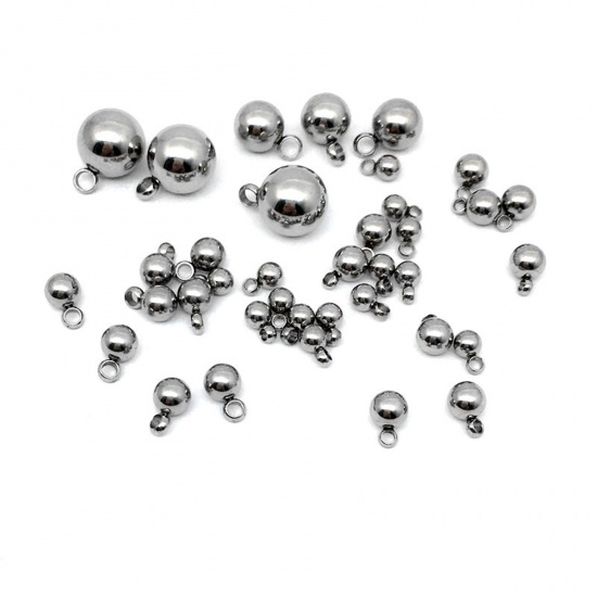Immagine di 304 Acciaio Inossidabile Charms Tondo Tono Argento 20 Pz