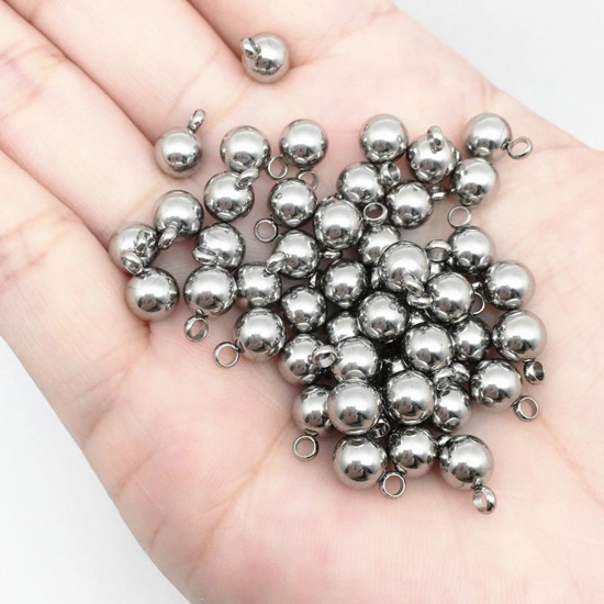 Immagine di 304 Acciaio Inossidabile Charms Tondo Tono Argento 20 Pz