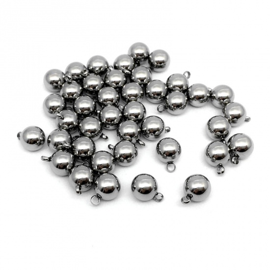 Immagine di 304 Acciaio Inossidabile Charms Tondo Tono Argento 20 Pz