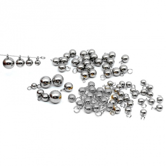 Bild von 304 Edelstahl Charms Rund Silberfarbe 10 Stück